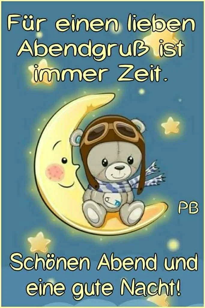 Ein süßer Teddy auf dem Mond - Gute Nacht Grüße