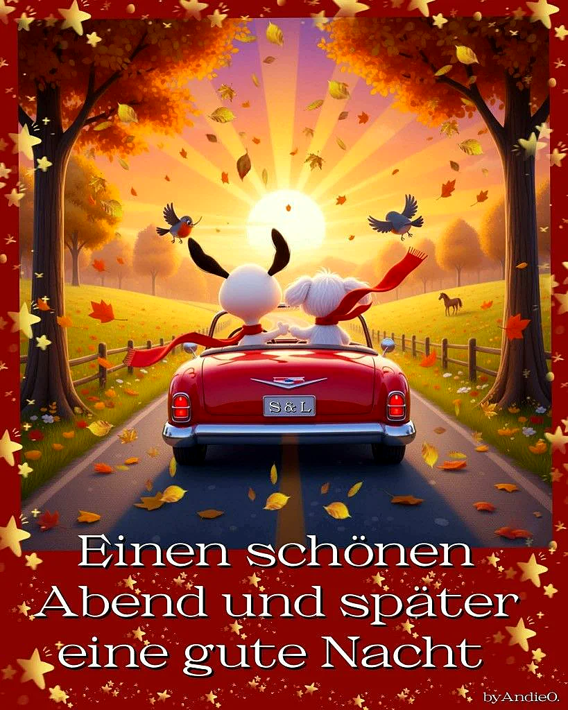 Einen schönen Abend und später eine gute Nacht: Herzliche Grüße zum Teilen