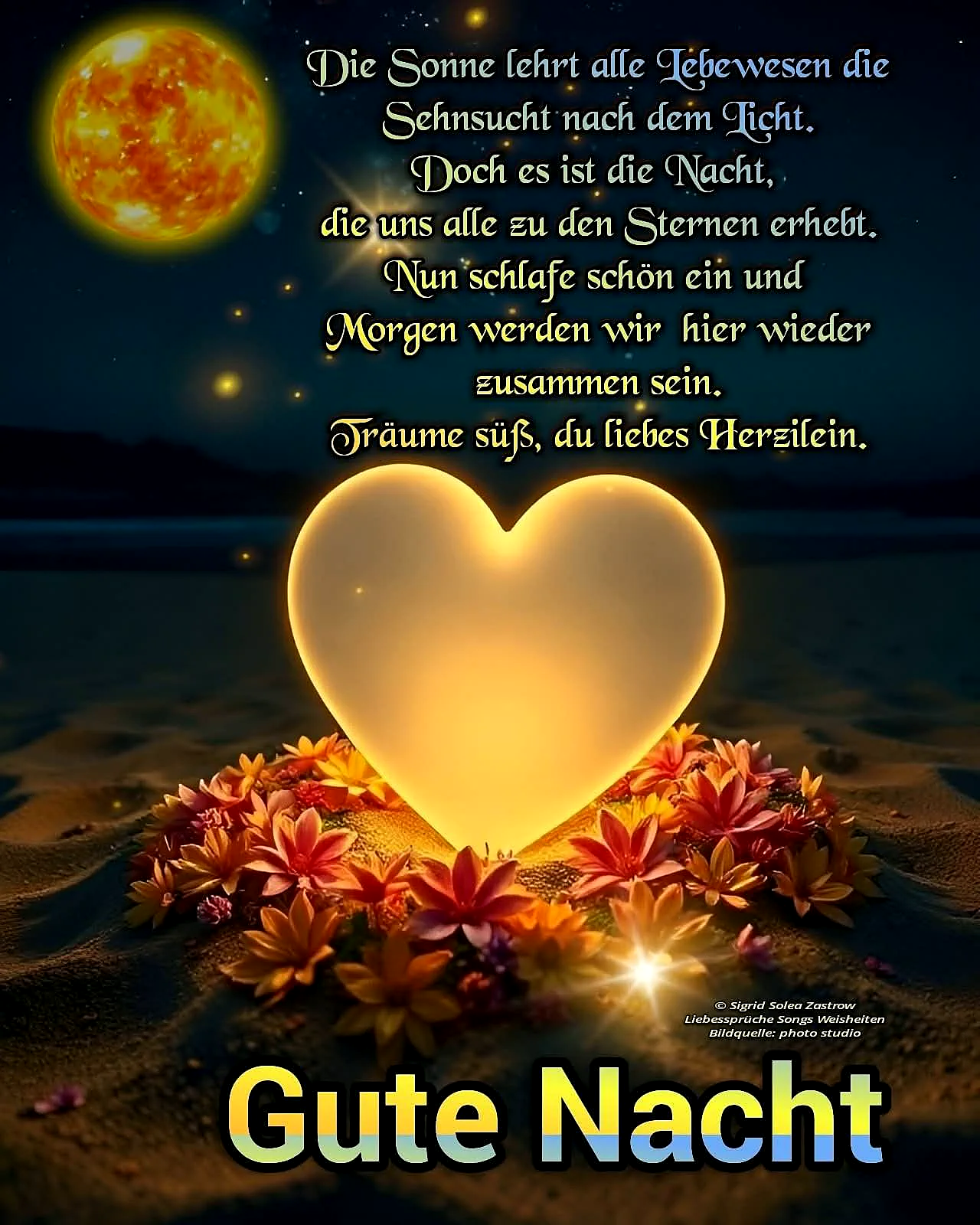 Ganz persönliche Gute Nacht Wünsche: Süße Träume und hab dich lieb!