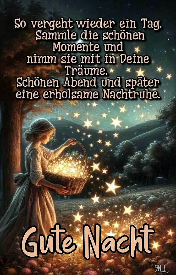 Gute Nacht Bild: Sammle goldene Träume und schlaf himmlisch!