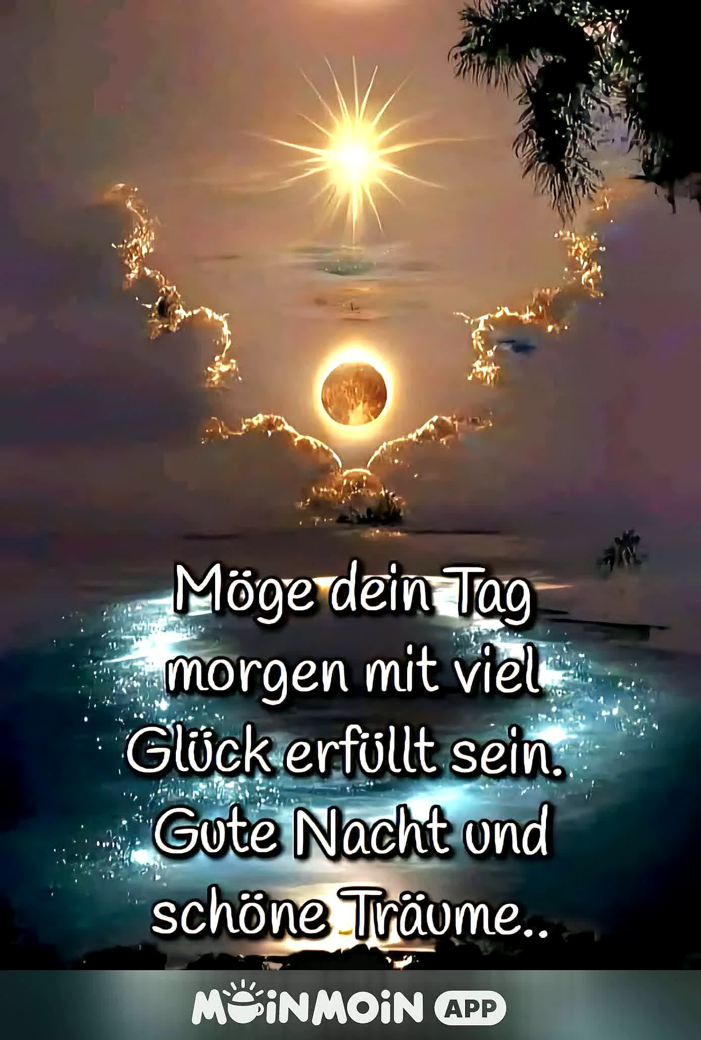 Gute Nacht Bilder: Morgen Glück – schlaf gut und träume schön.