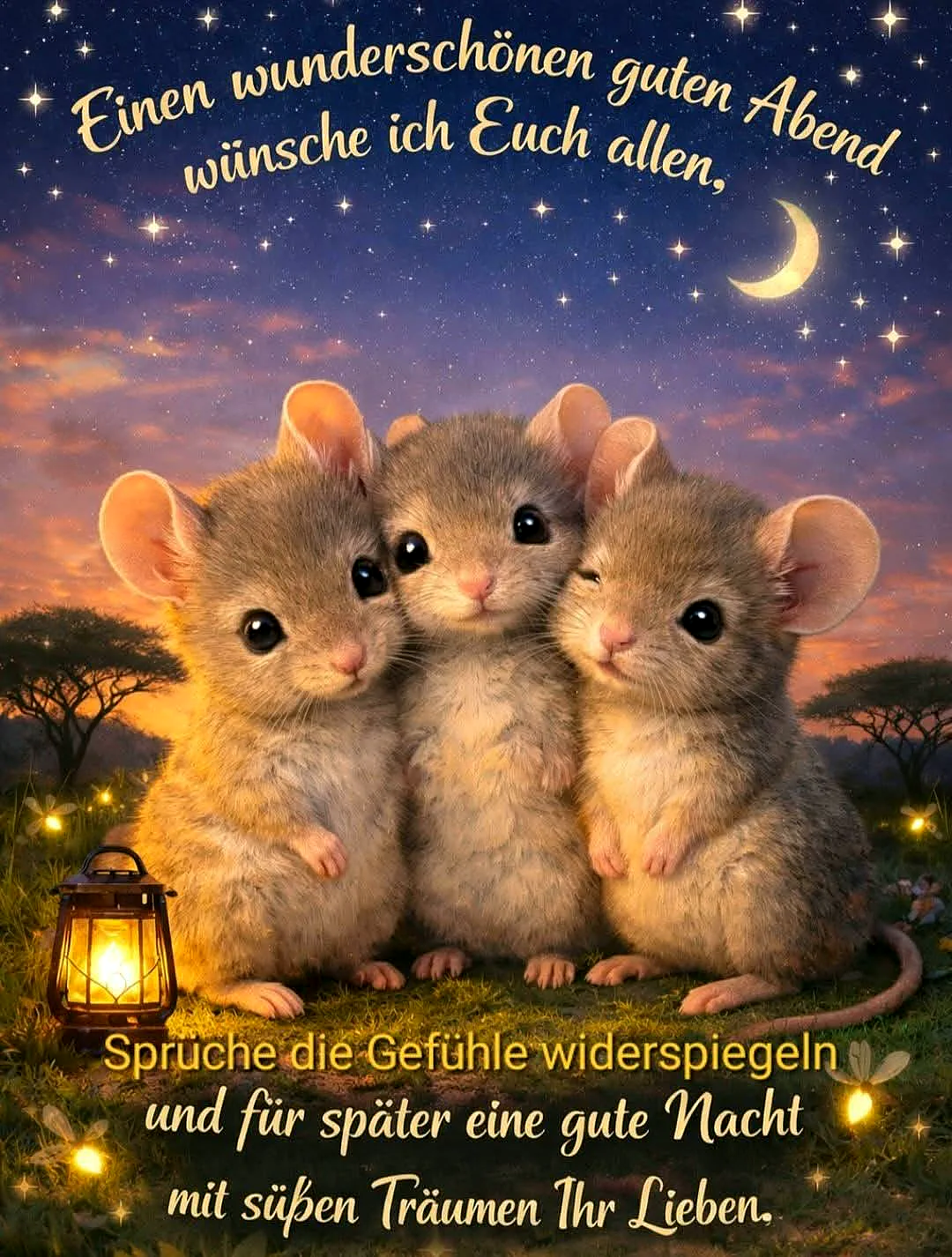 Gute Nacht Wünsche mit süßen Mäusen