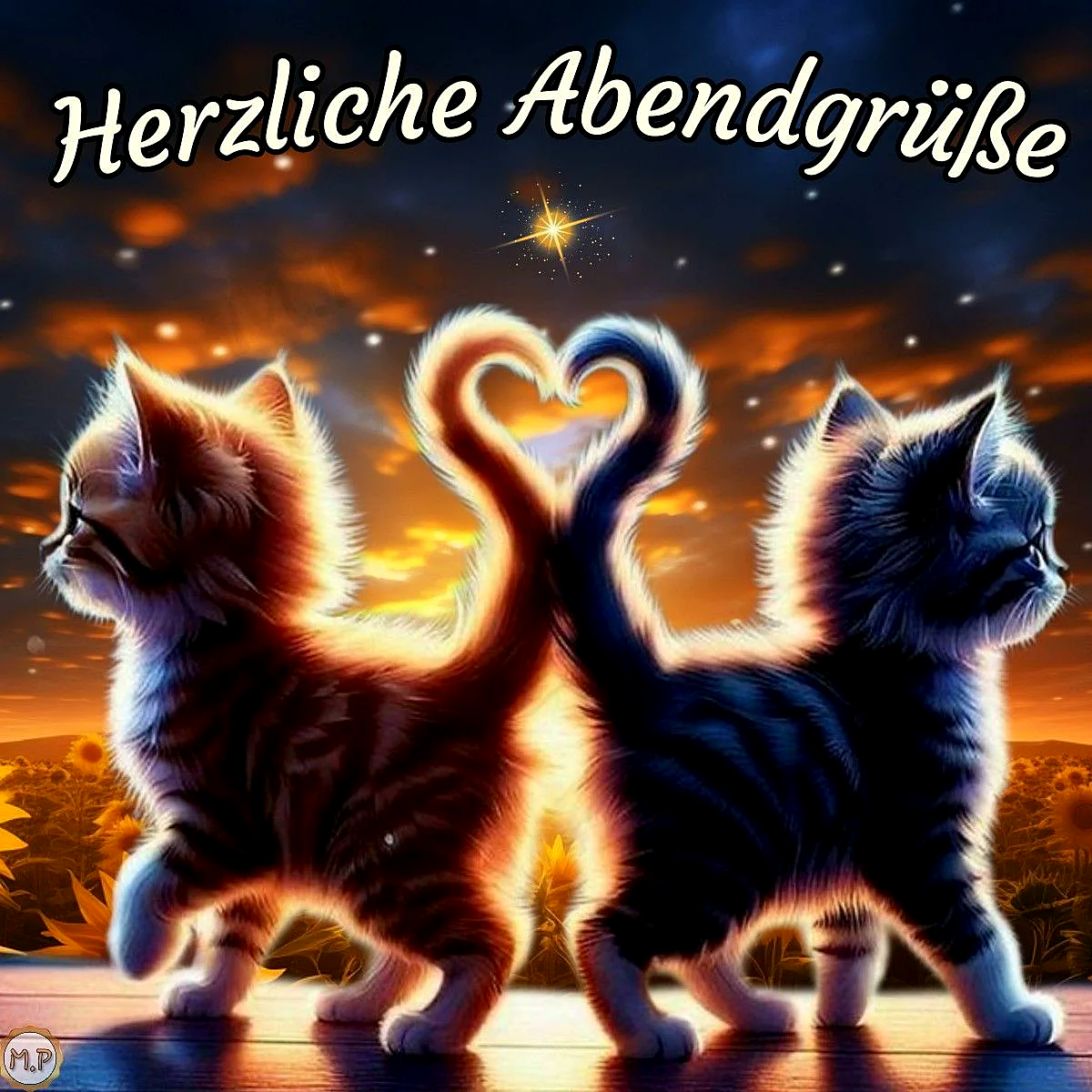 Herzliche Abendgrüße von süßen Kätzchen