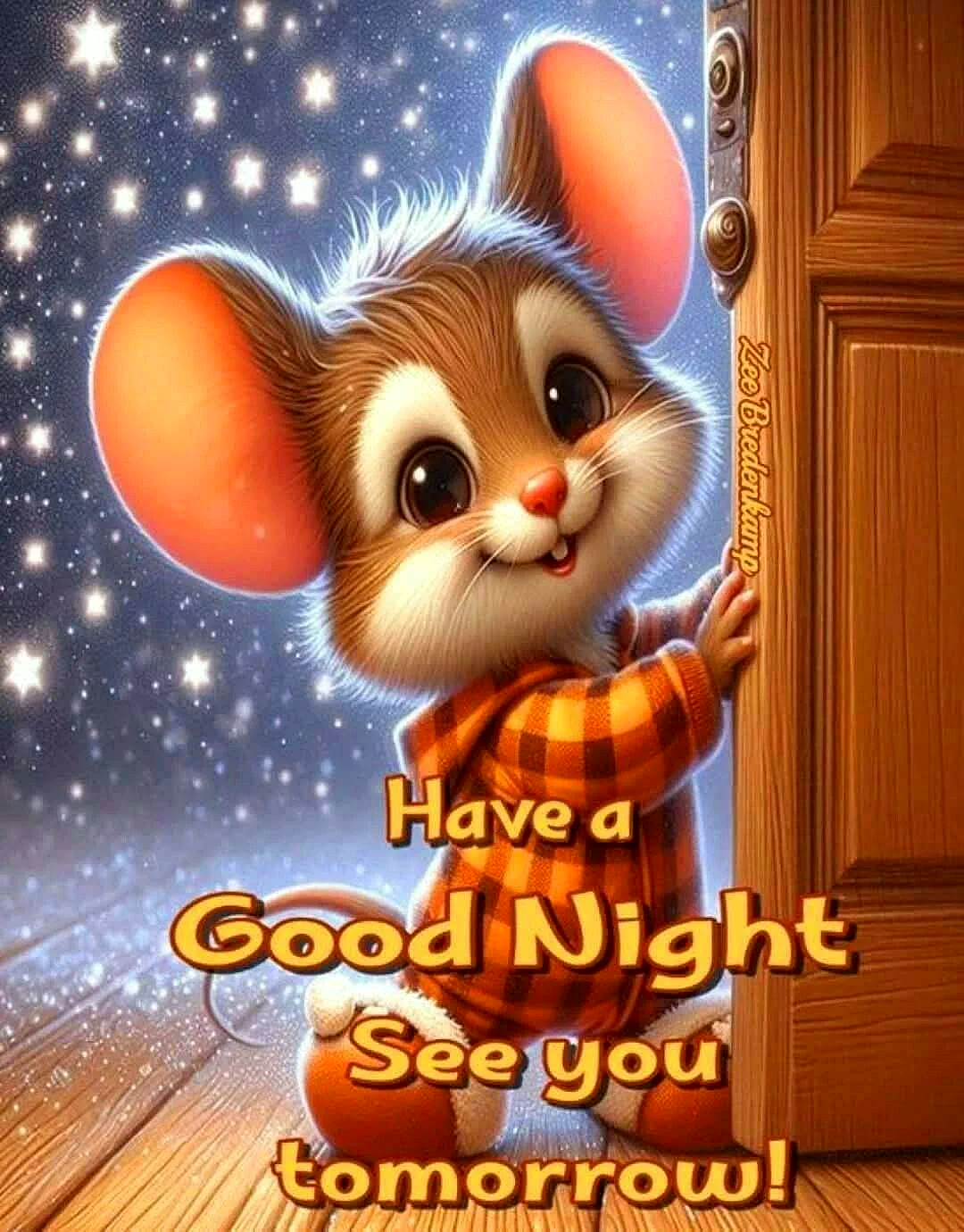 Herzlicher Gute-Nacht-Gruß mit niedlicher Maus – Träum süß und bis morgen!