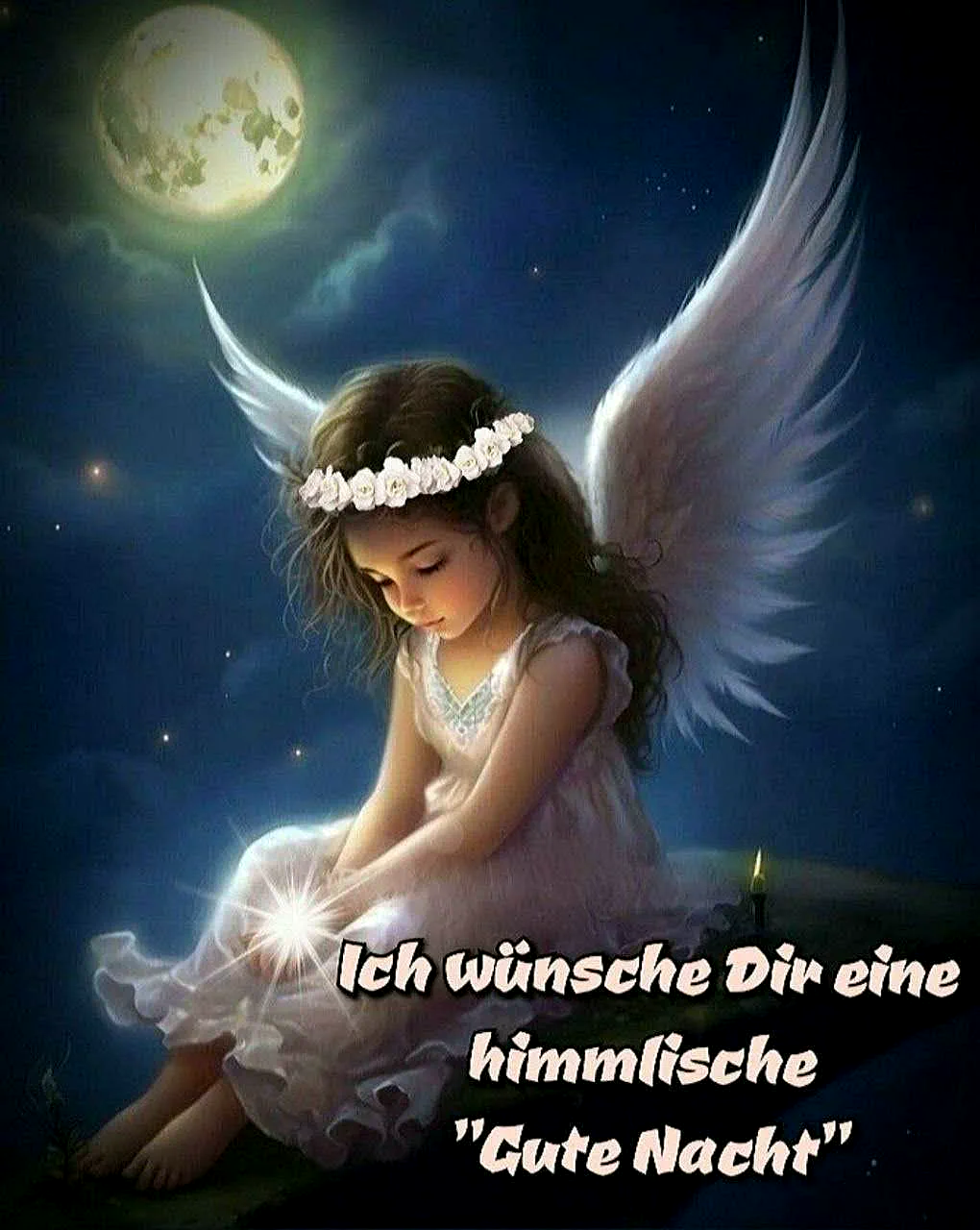 Himmlische Gute Nacht Grüße zum Träumen – Schick dieses Engelbild jetzt!