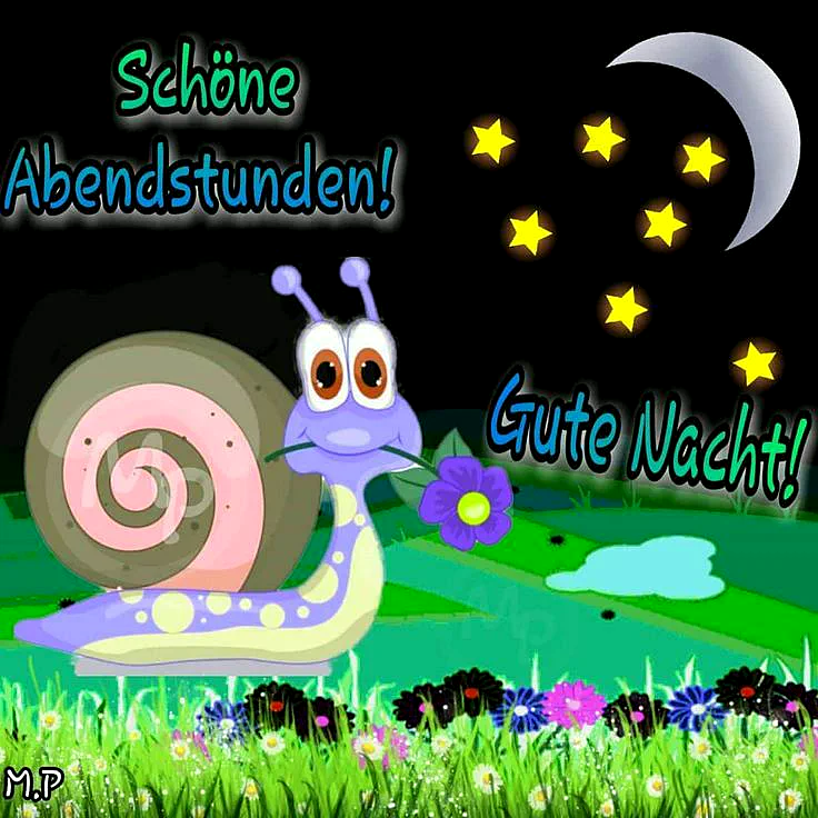 Lustiger Schnecken-Gruß für eine gute Nacht