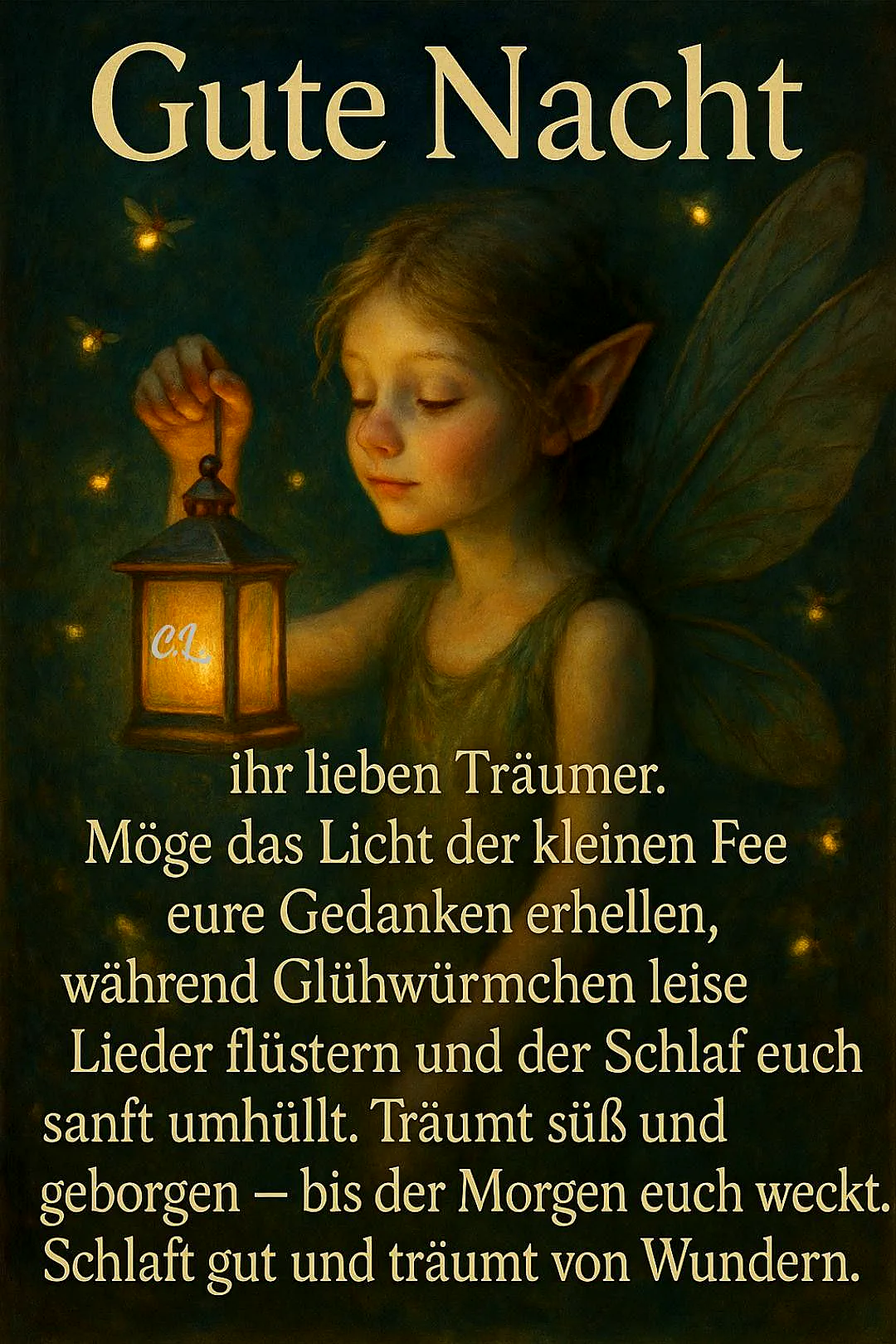 Magische Gute Nacht Grüße mit einer kleinen Fee
