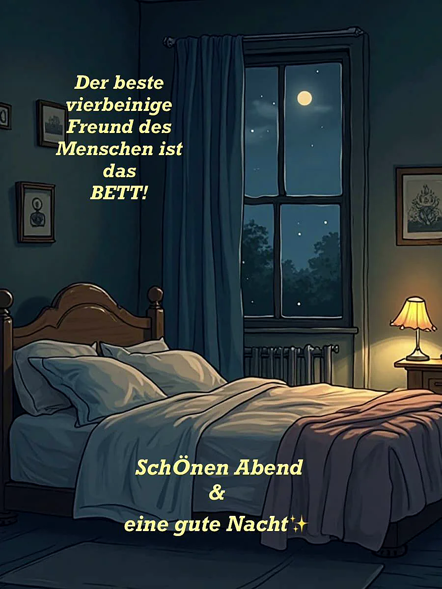 Schlaf gut, Träume süß! Dein gemütlicher Gute Nacht Gruß wartet.