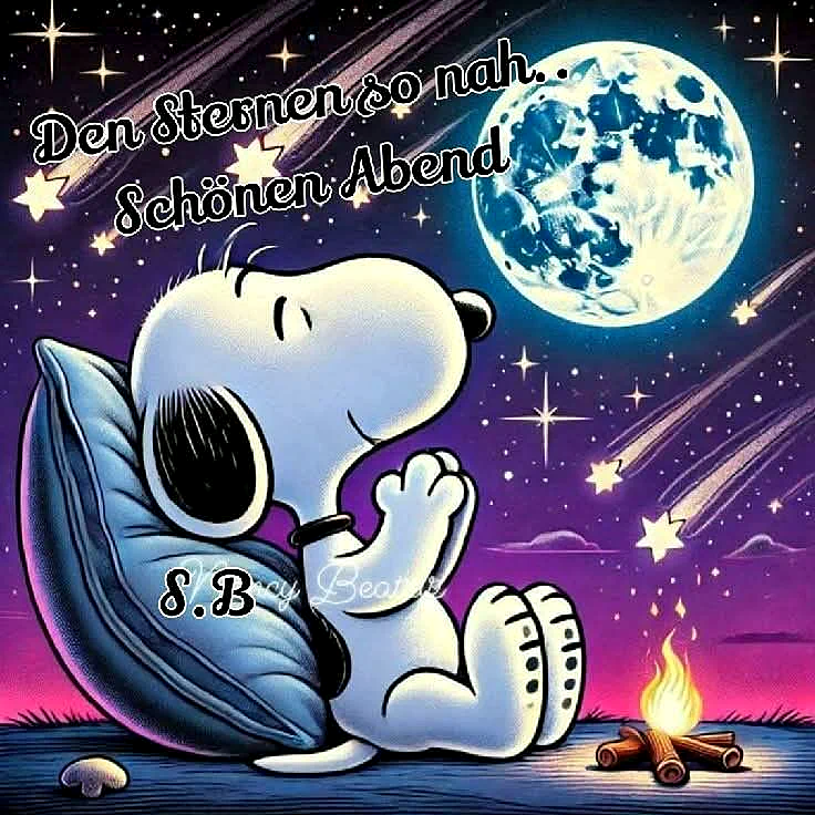 Snoopy unter Sternen: Ein zauberhafter Gruß für einen schönen Abend