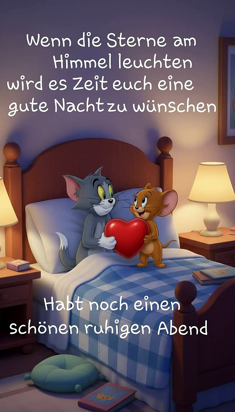 Süße Gute Nacht Bilder: Tom und Jerry wünschen dir einen ruhigen Abend