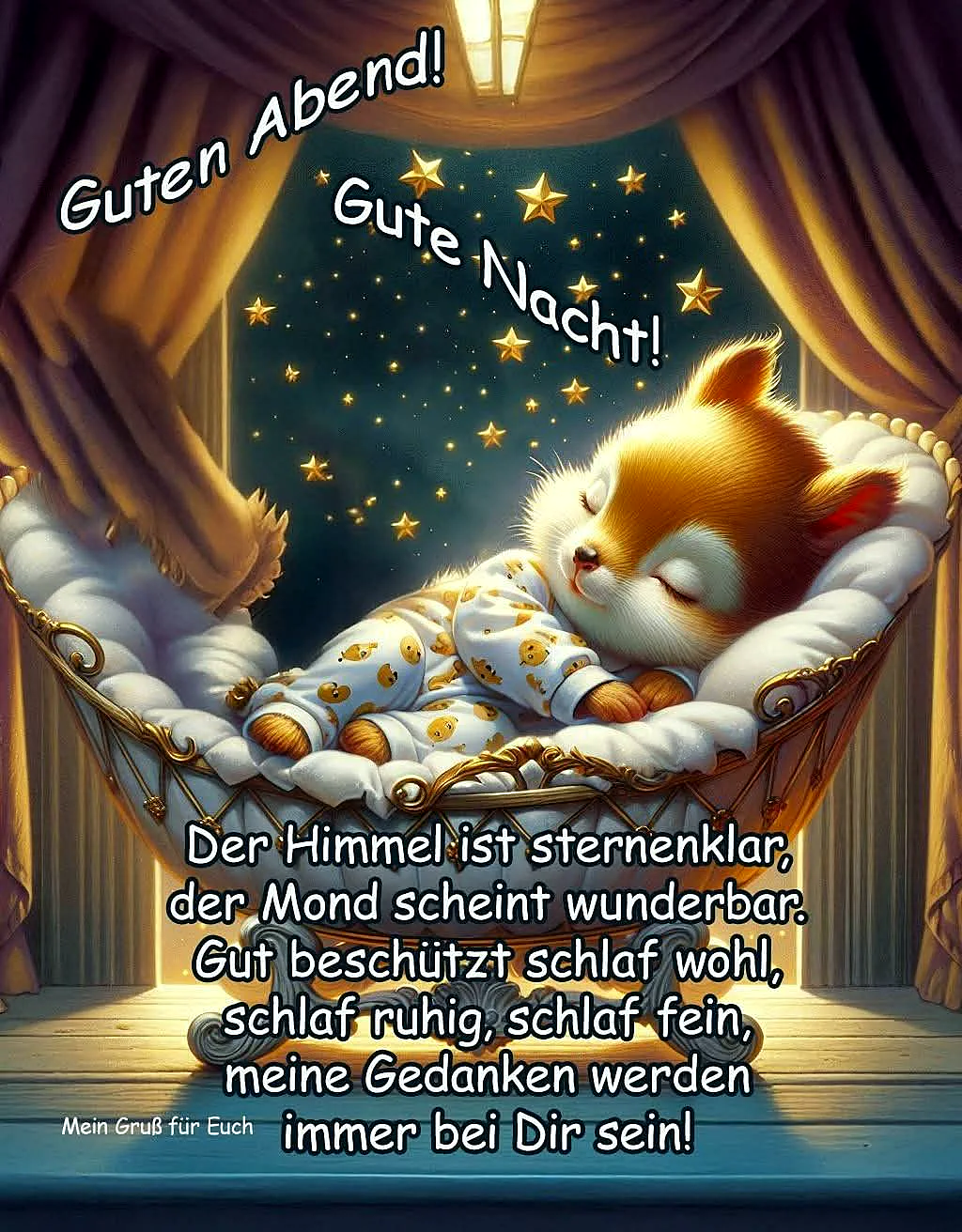 Süße Gute Nacht Grüße mit Hund