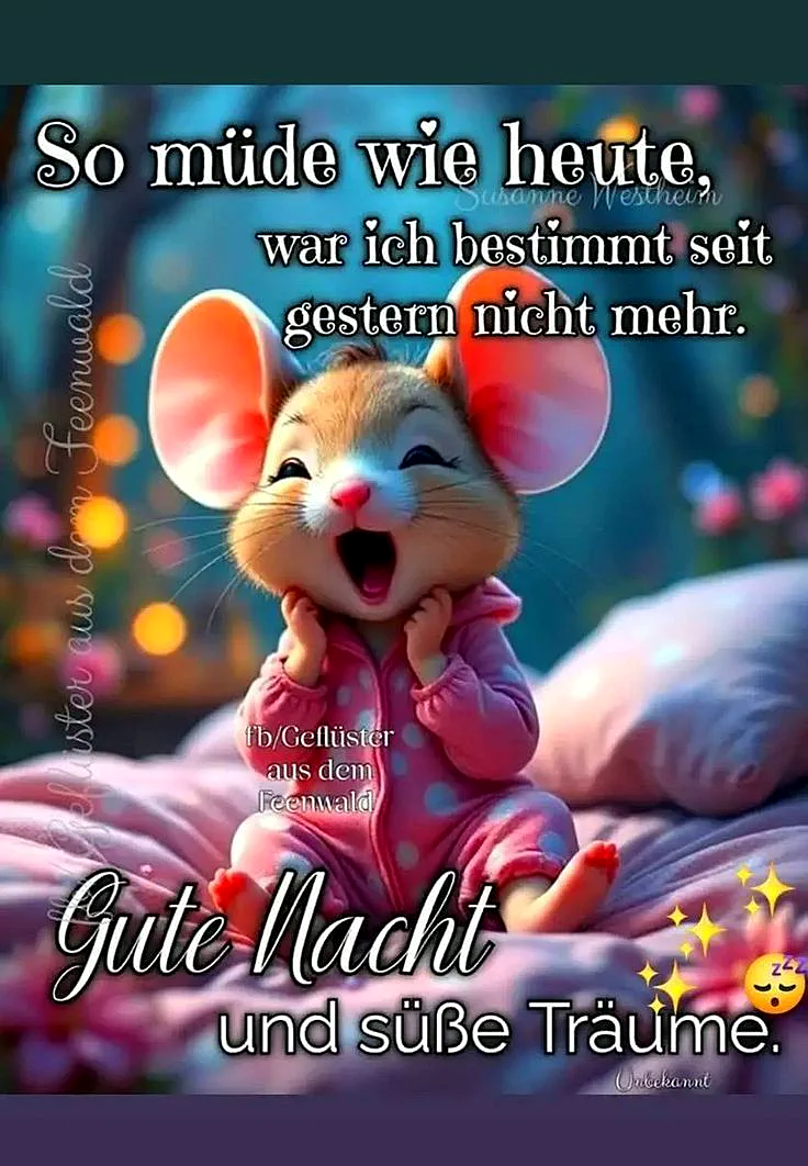 Süße Gute Nacht Grüße mit Maus - Schlafen gehen mit süßen Träumen