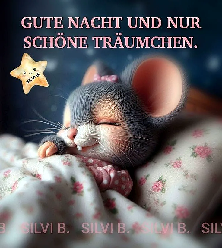 Süße Gute Nacht Grüße mit schlafendem Mäuschen