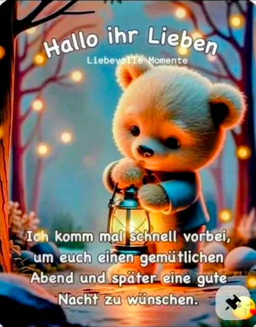 Süßer Bär bringt liebevolle Gute Nacht Grüße – Schlaf gut, ihr Lieben!