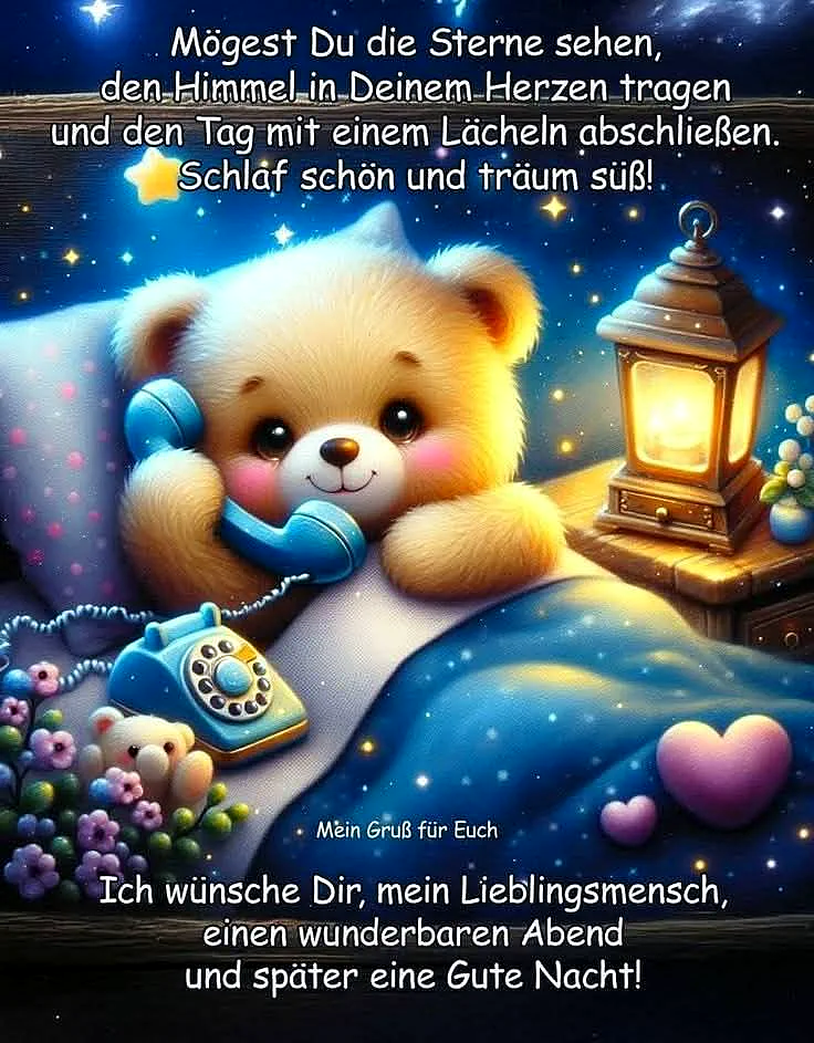Süßer Bär wünscht: Gute Nacht, mein Lieblingsmensch – Schlaf schön und träum süß!