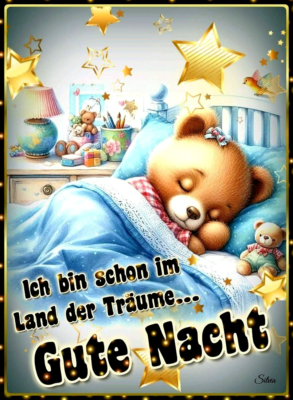Süßer Teddy schläft: Traumhaft schöne Gute Nacht Bilder zum Versenden