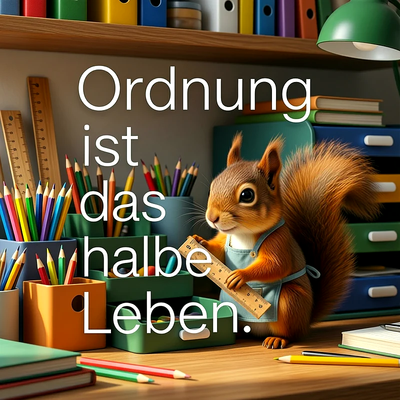 Süßes Eichhörnchen lehrt Ordnung: Motivierende Schulstart-Bilder für TikTok