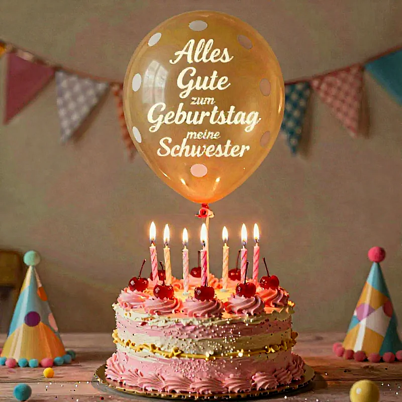 Alles Gute zum Geburtstag Schwester – Herzenswünsche mit Torte
