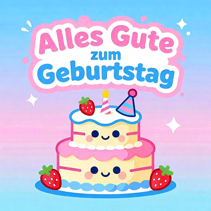 Alles Gute zum Geburtstag! Süße Torte für herzliche Glückwünsche.