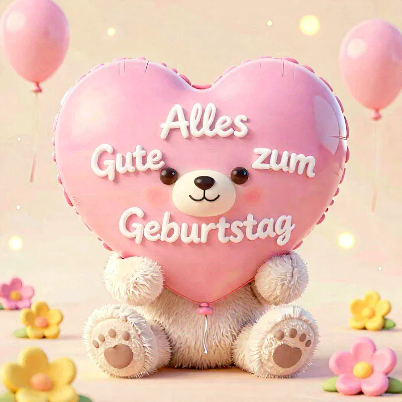 Ein süßer Bär überbringt die schönsten Herzensgrüße zum Geburtstag