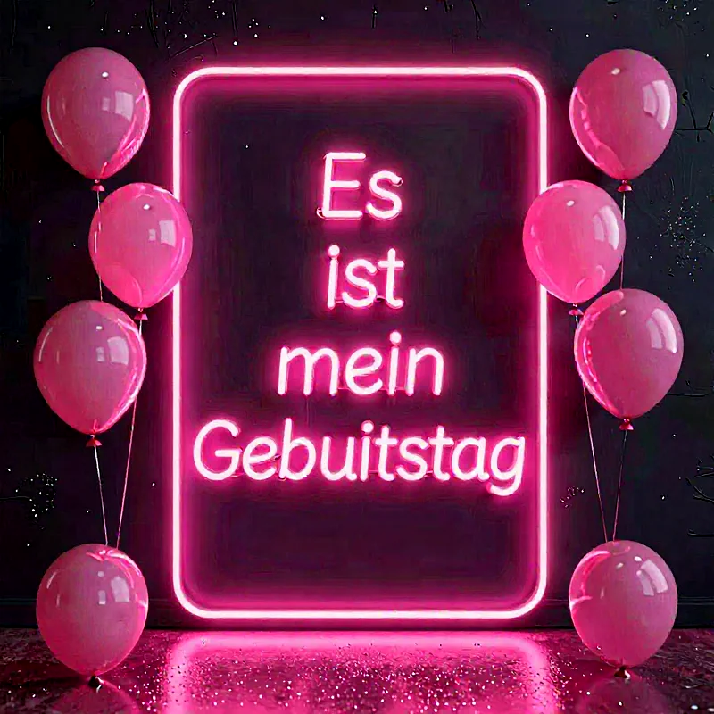 Es ist mein Geburtstag! Leuchtende Grüße und Glückwünsche in Pink