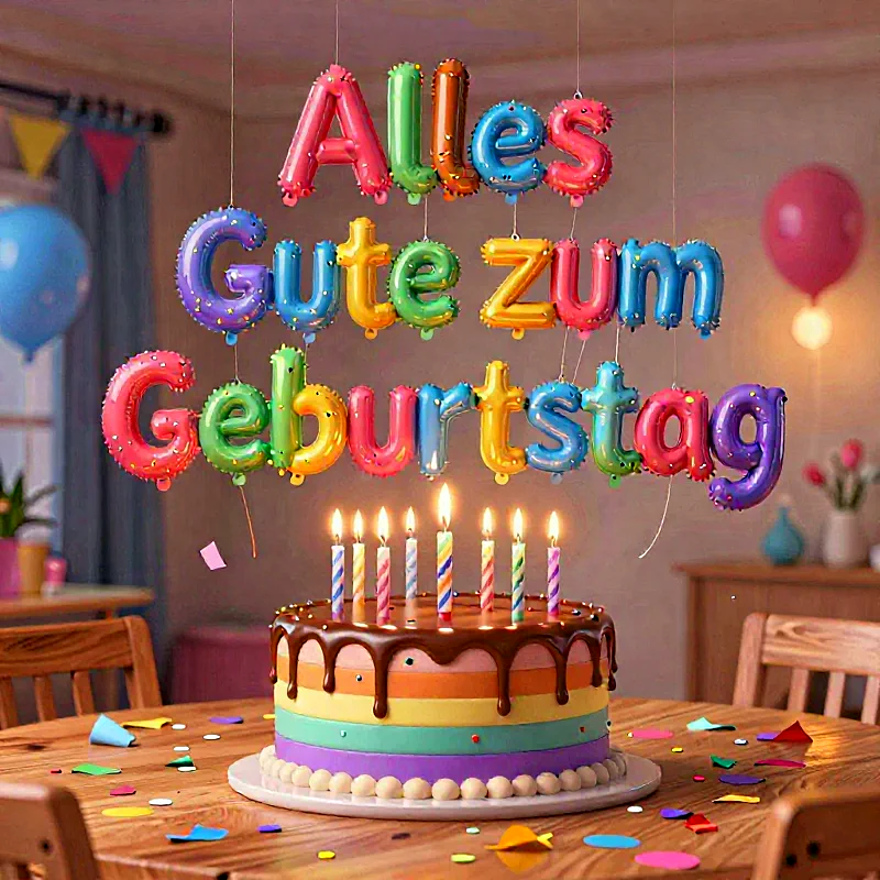 Farbenfrohe Geburtstagsgrüße: Dein Tag voller Freude und süßer Wünsche!
