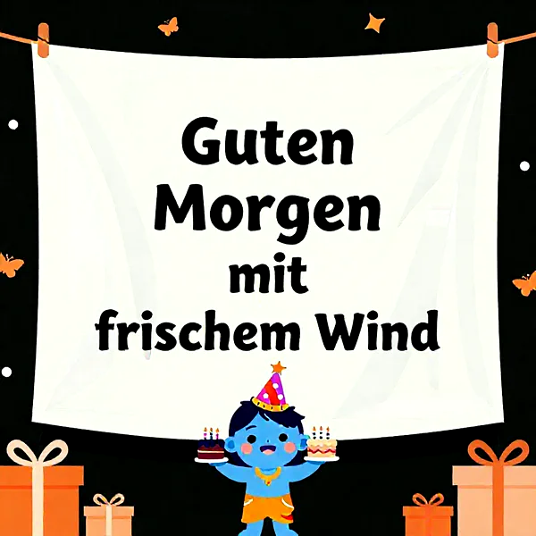 Fröhliche Geburtstagsgrüße mit süßem Kind und Torte