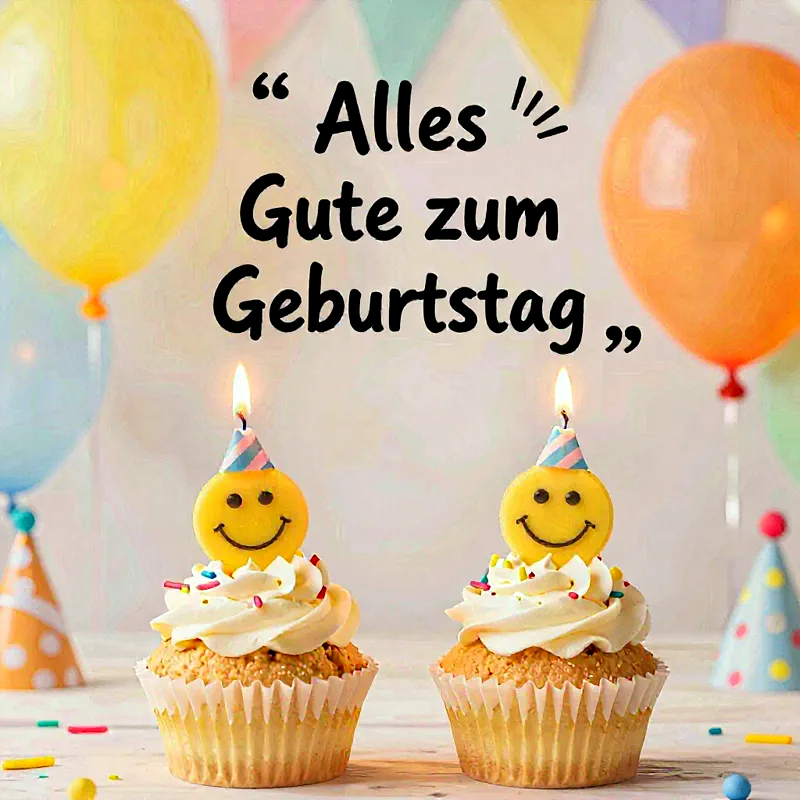 Fröhliche Geburtstagsgrüße mit süßen Cupcakes