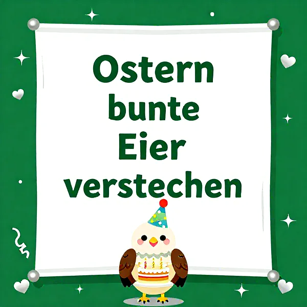 Fröhliche Osterglückwünsche mit süßem Küken und bunten Eiern