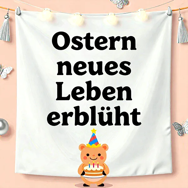 Frühlingshafte Osterglückwünsche mit niedlichem Bärenmotiv