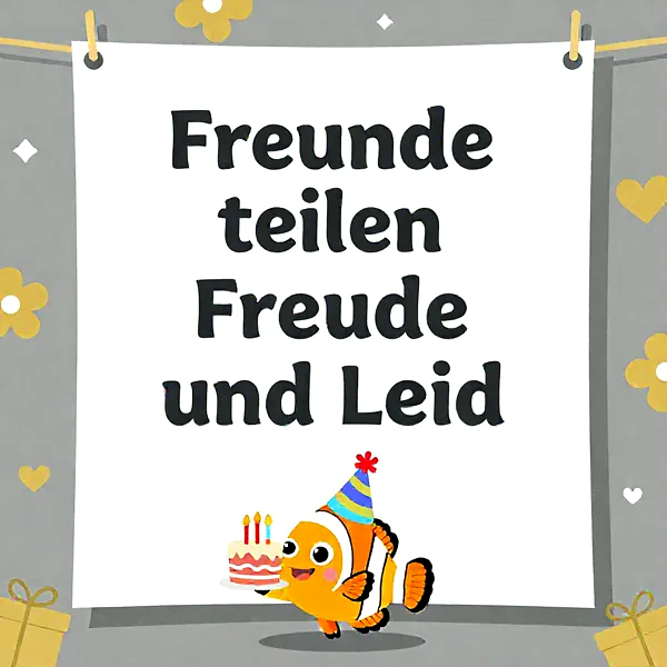 Geburtstagsgrüße von Herzen: Ein süßer Fisch überbringt dir Freundschaft pur