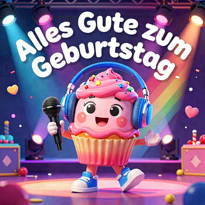 Geburtstagsgruß mit Musik-Cupcake: Süße Wünsche für Dein Fest