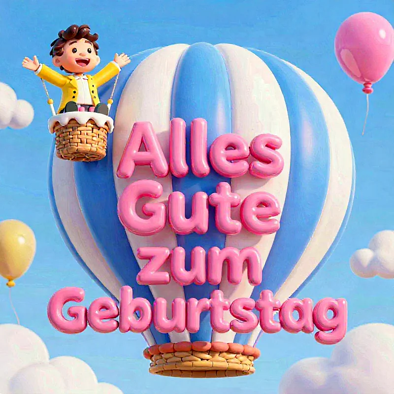 Herzenswünsche zum Geburtstag: Süßer Heißluftballon trägt Freude in den Himmel