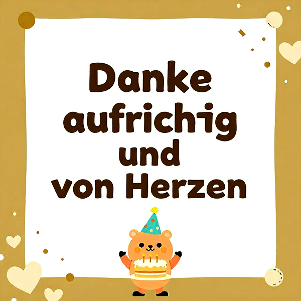 Herzliche Dankeskarte mit süßem Bären zum Geburtstag