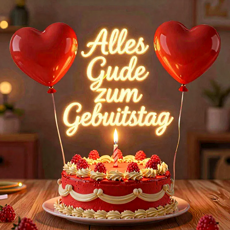 Herzliche Geburtstagsgrüße: Ein roter Traum aus Liebe und Licht zum besonderen Tag