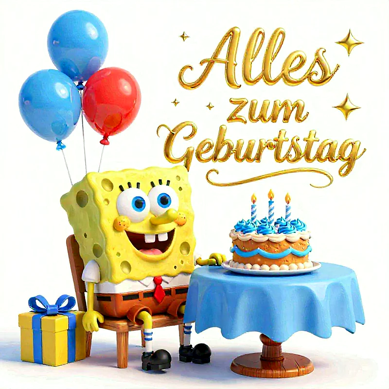 Herzliche Geburtstagsgrüße mit SpongeBob: Dein lustiger Glückwunsch zum Teilen
