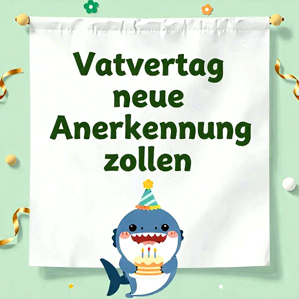 Herzliche Geburtstagsgrüße mit süßem Hai und Torte