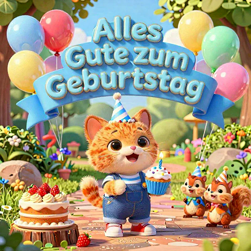 Herzliche Geburtstagsgrüße mit süßem Katzenmotiv