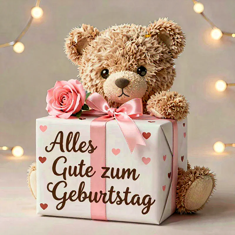 Herzliche Geburtstagsgrüße mit süßem Teddybär – Ein Zeichen deiner Zuneigung