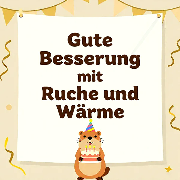 Herzliche Gute-Besserung-Wünsche mit süßem Motiv