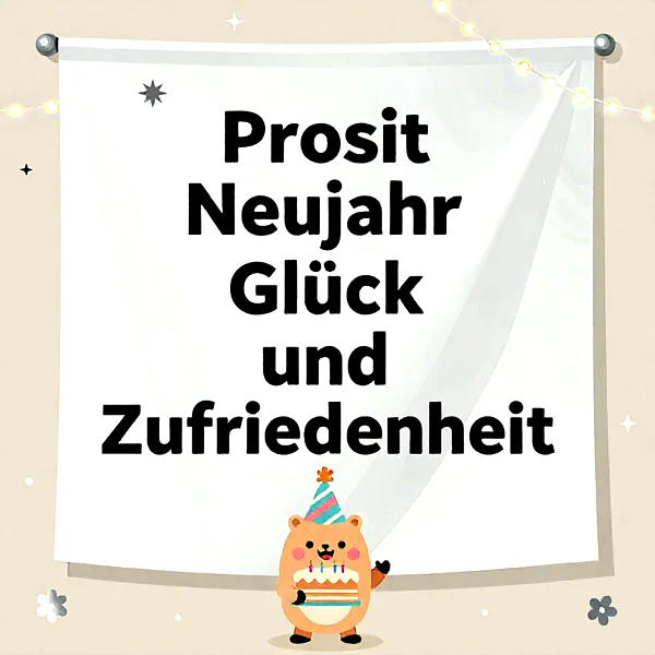 Herzliche Neujahrsgrüße mit süßem Bärenmotiv