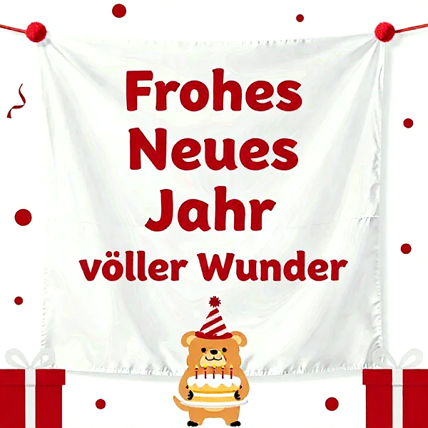 Herzliche Neujahrswünsche mit süßem Teddybär