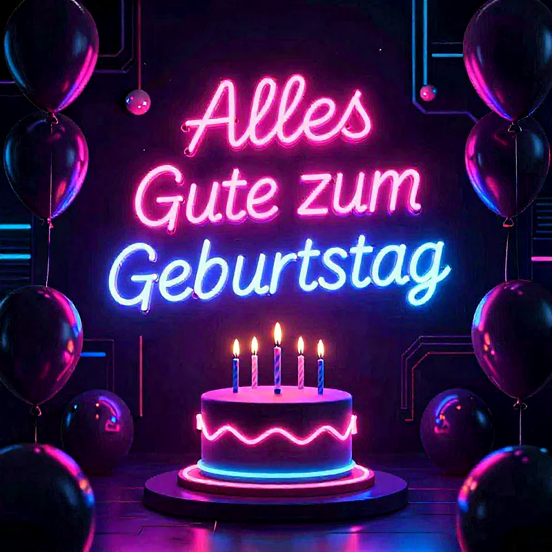 Leuchtende Geburtstagsgrüße mit Neonzauber