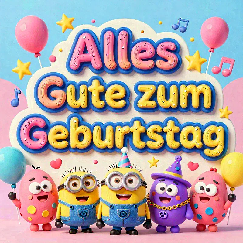 Liebevolle Geburtstagsgrüße mit Minions für WhatsApp
