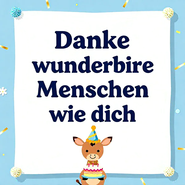 Liebevolle Geburtstagsgrüße mit süßem Esel und Torte