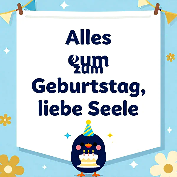 Liebevolle Geburtstagsgrüße mit süßem Pinguin und Torte