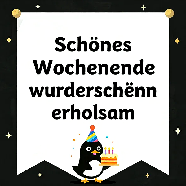 Liebevolle Geburtstagsgrüße mit süßem Pinguin und Torte