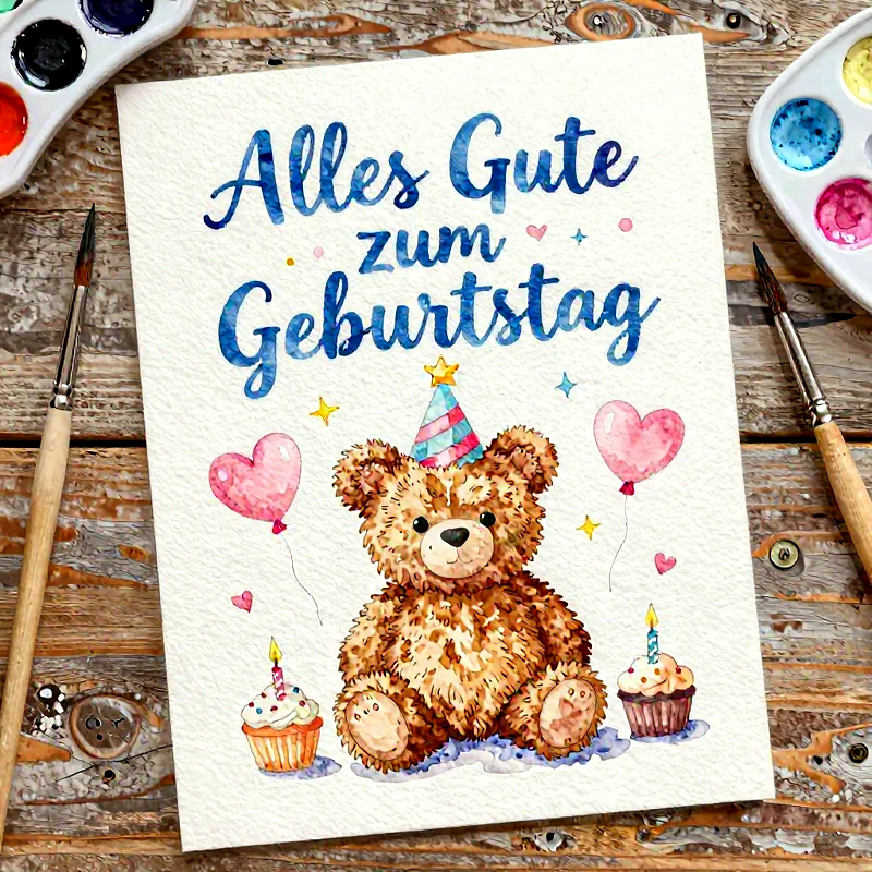Liebevolle Geburtstagsgrüße mit süßem Teddybär