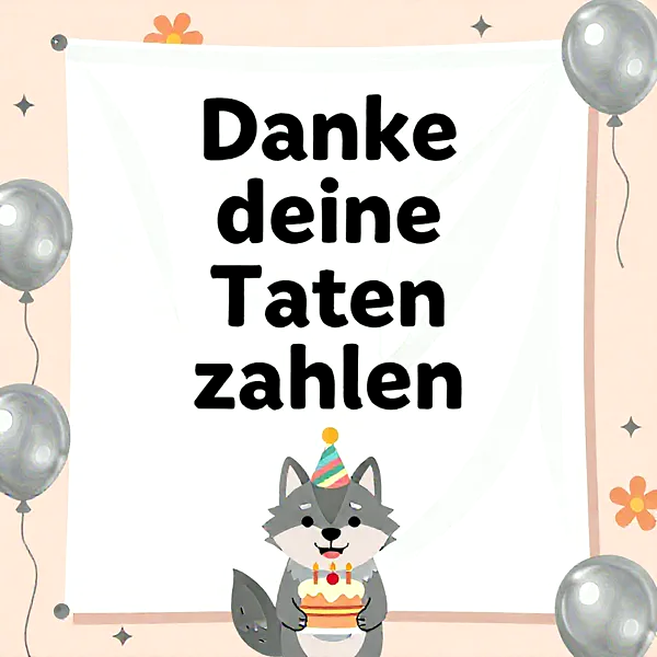Liebevolle Geburtstagsgrüße mit süßem Wolf und Torte