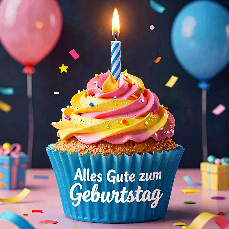 Liebevolle Geburtstagsgrüße mit süßer Cupcake-Torte